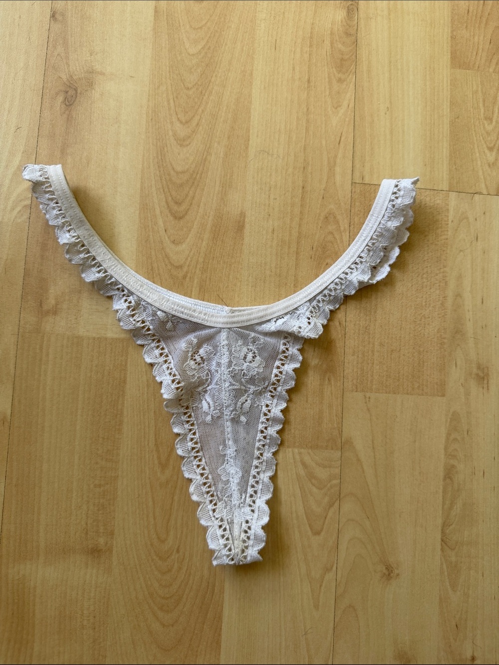 Vintage Wicked Weasel Ivory White Lace Micro Thong Panties - Size M